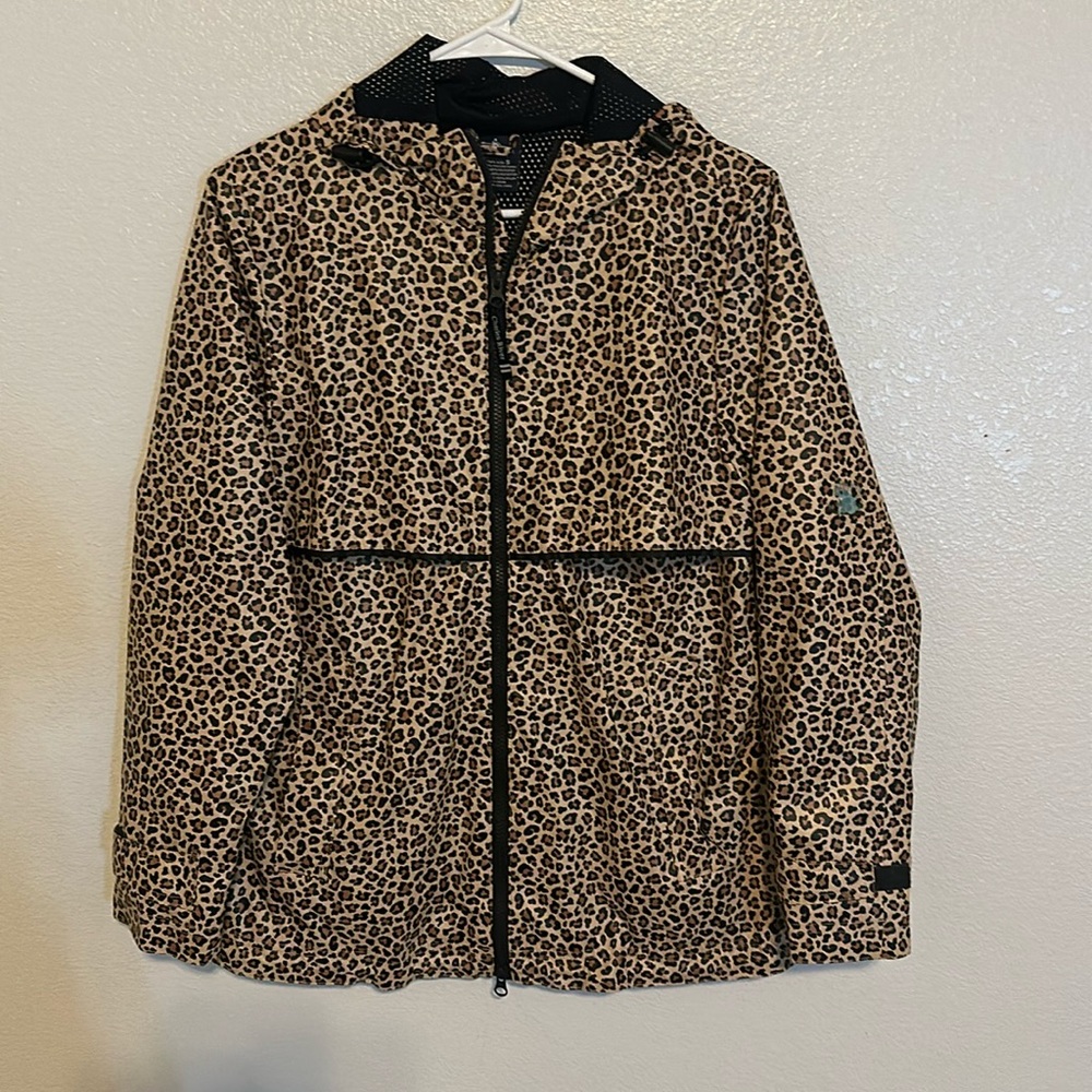 Women’s Charles River cheetah print rain jacket